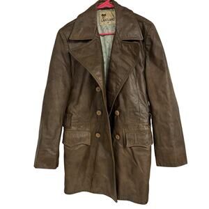 VTG 70s Lakeland Fight Club Style Leather Trench Coat Jacket Brown Size 40 - BUB